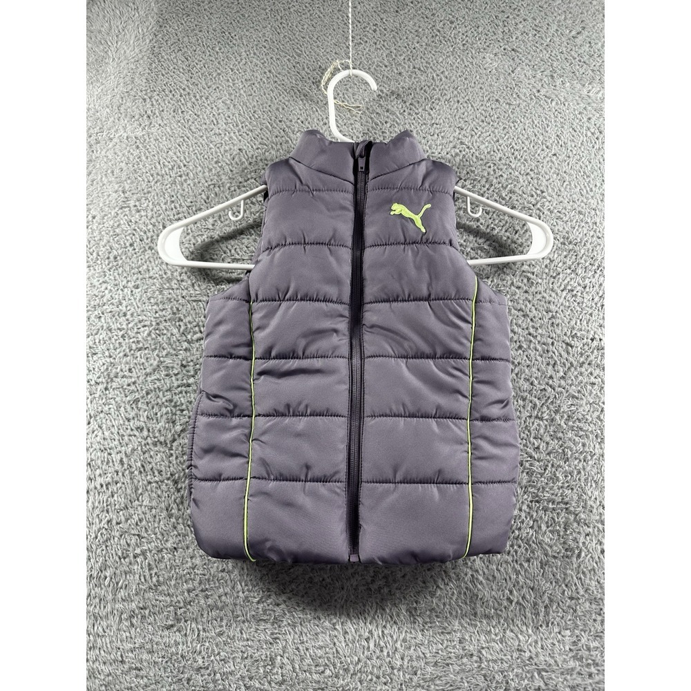 Puma Puffer Bubble Vest Girls 3T Purple Full Zip Lightweight Winter Outerwear